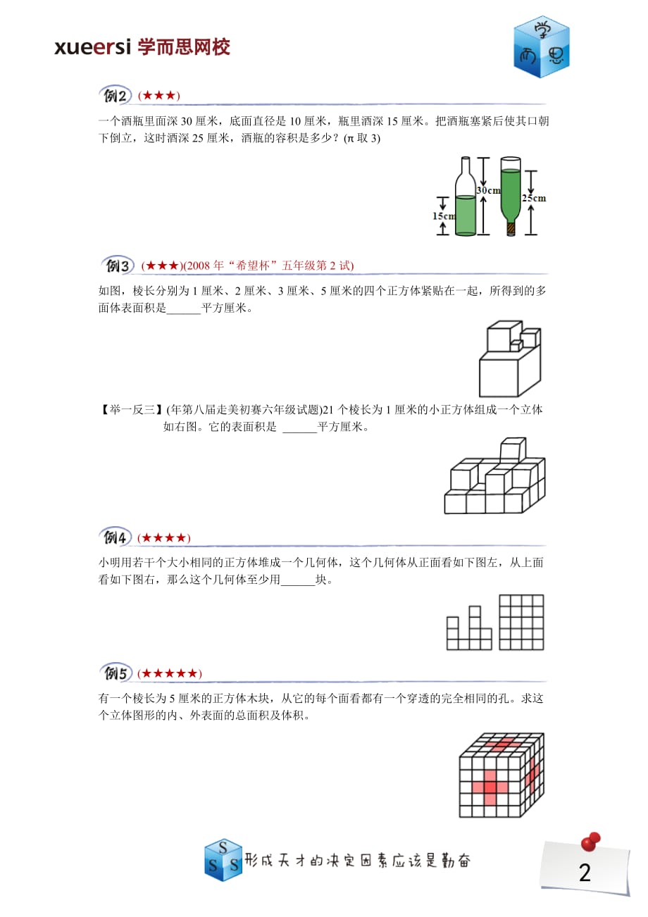 小升初几何重点考查内容————立体几何——立体几何表面积与体积常用方法总结：三视图法.切片法资料_第2页