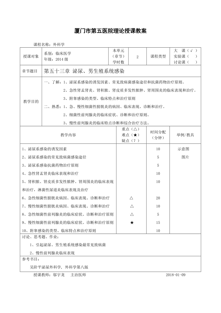 泰山医学院+泌尿男生殖系统感染+教案_第1页