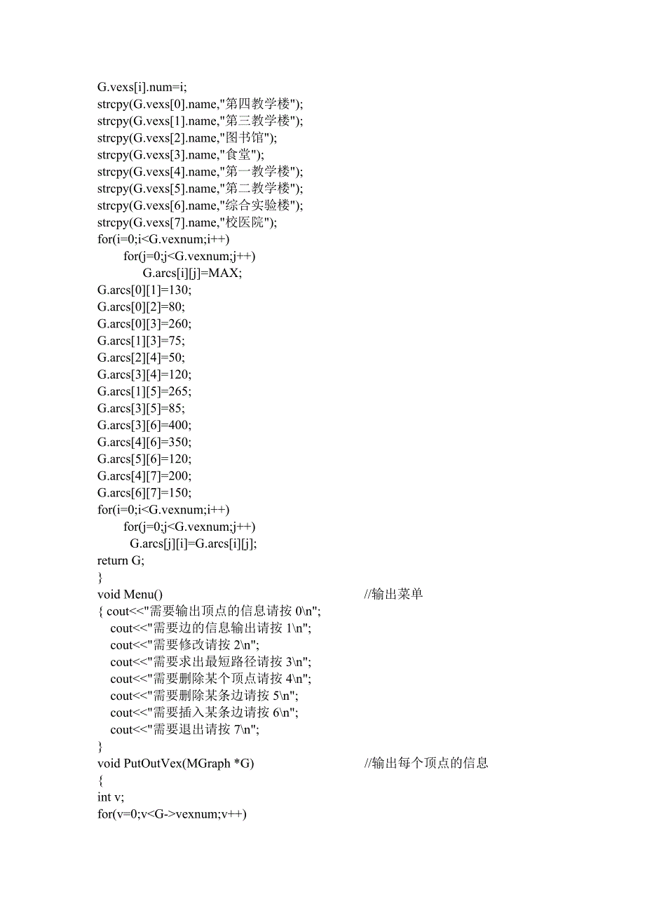 数据结构课程设计校园最短路径问题资料_第4页