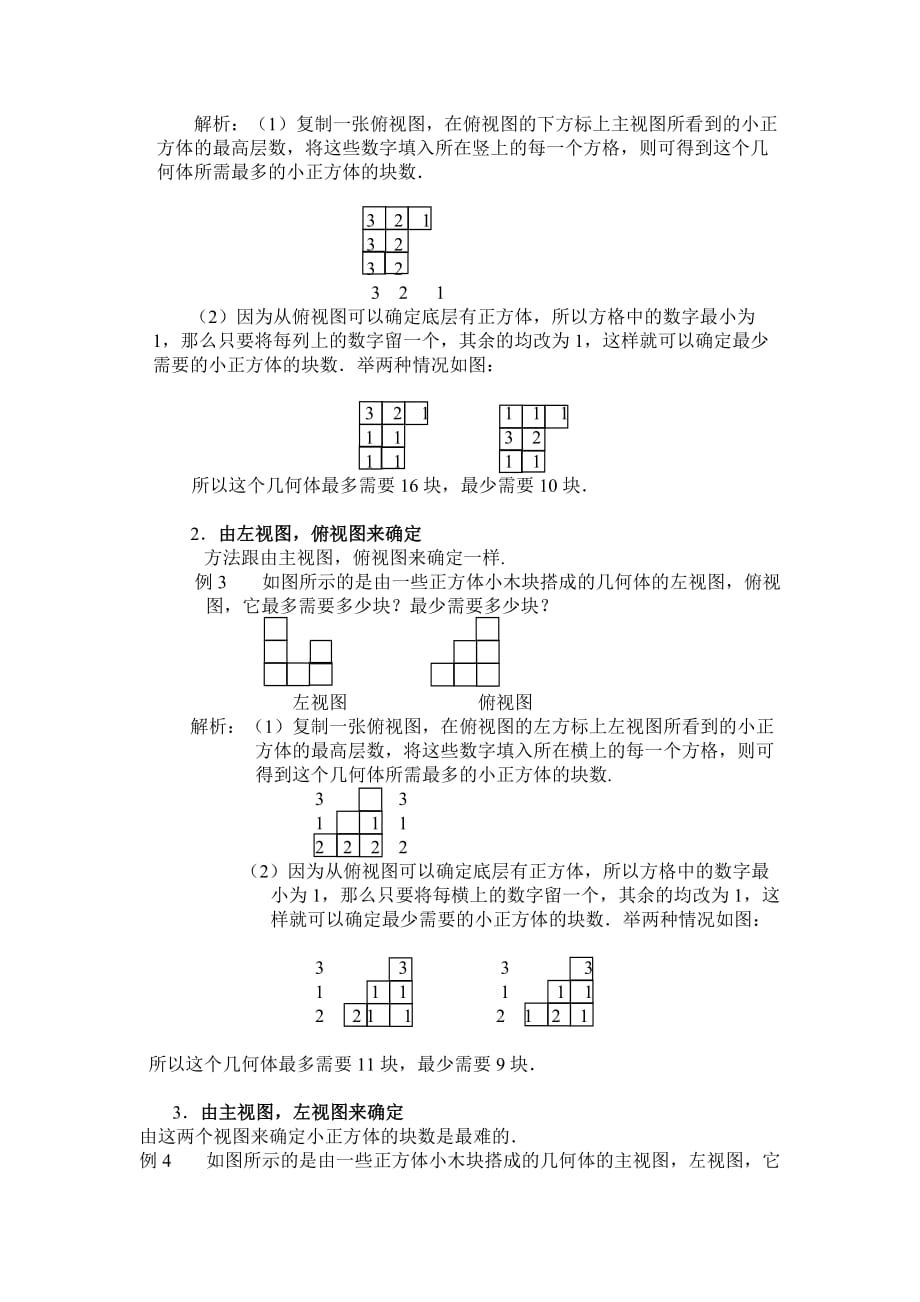 用三视图确定小正方体的块数的简便方法资料_第2页