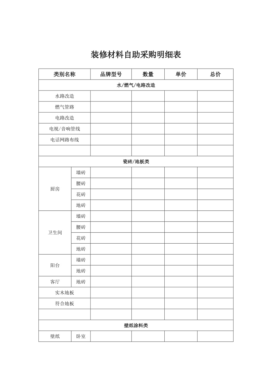 家庭装修流程表资料_第4页