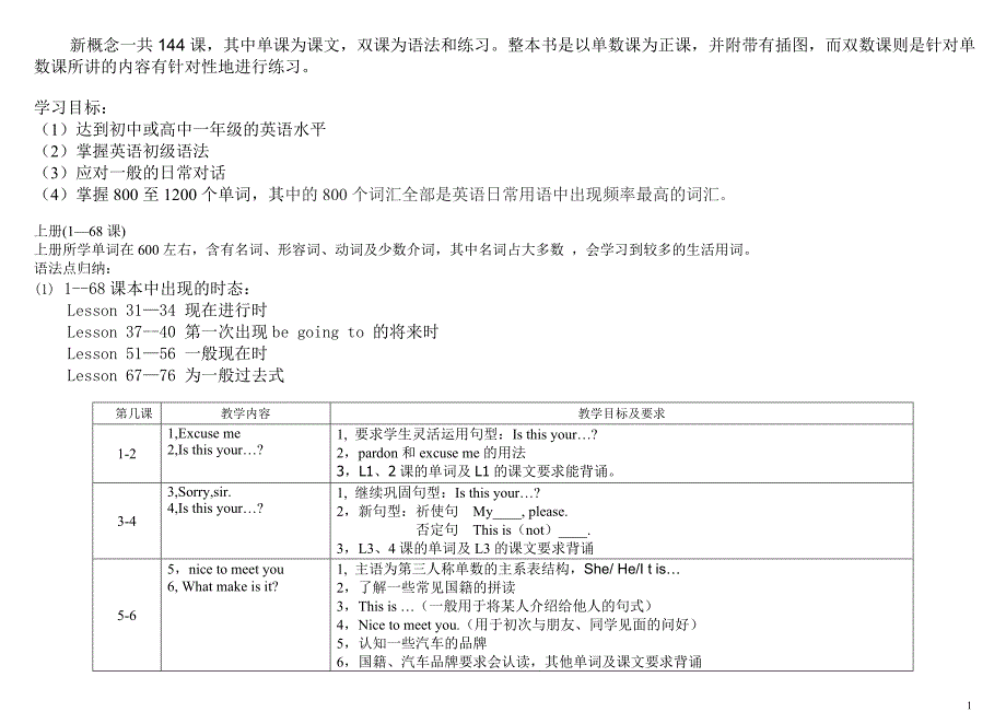 新概念第一册每一课重点的总结资料_第1页