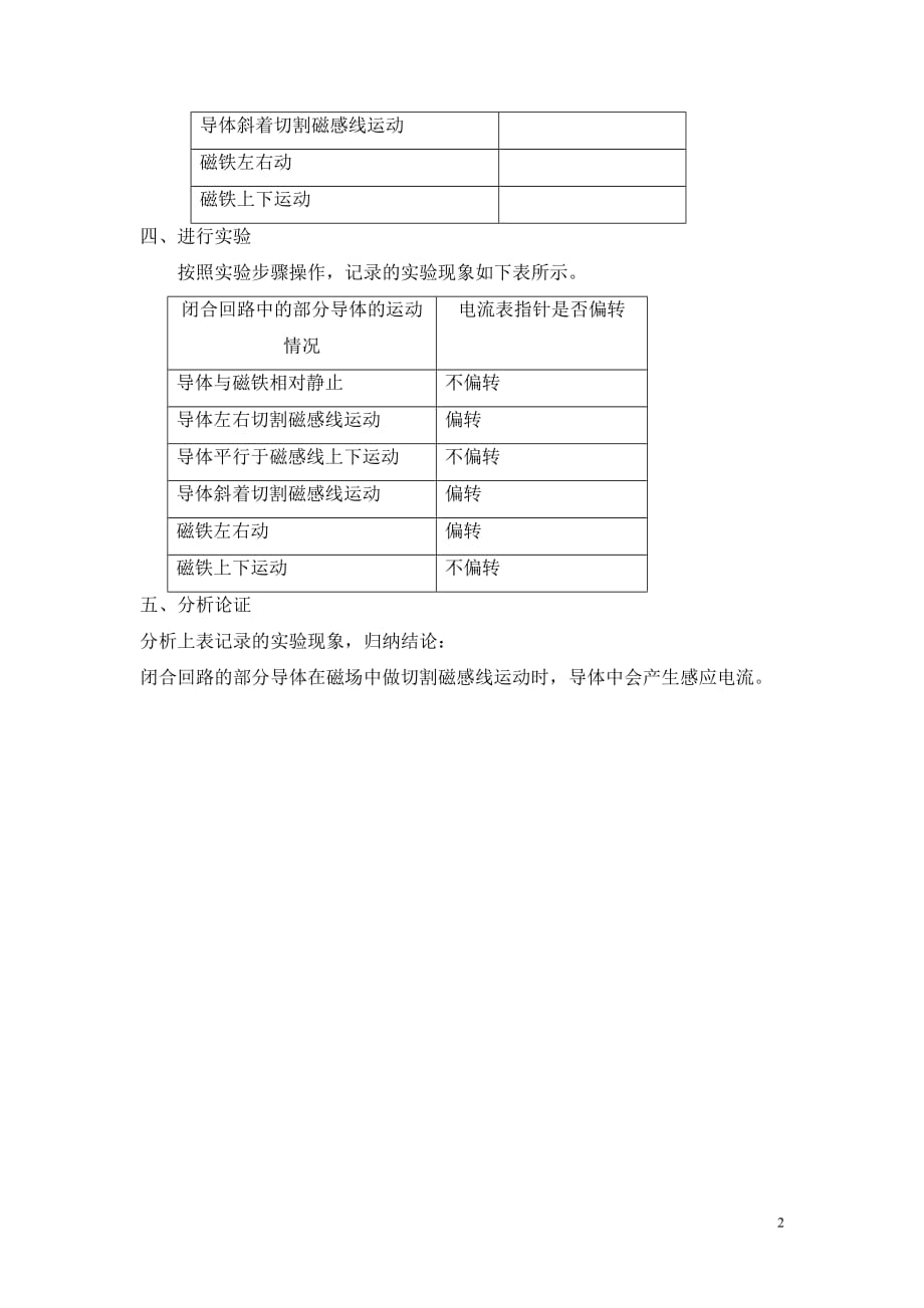 探究导体在磁场中运动时产生感应电流的条件_第2页