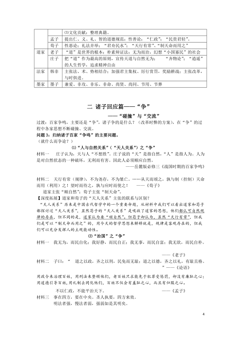 《百家争鸣》 教学设计教案_第4页