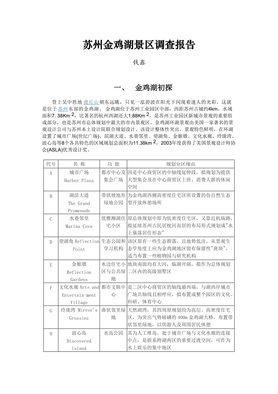 苏州金鸡湖调查报告[1]1_第1页