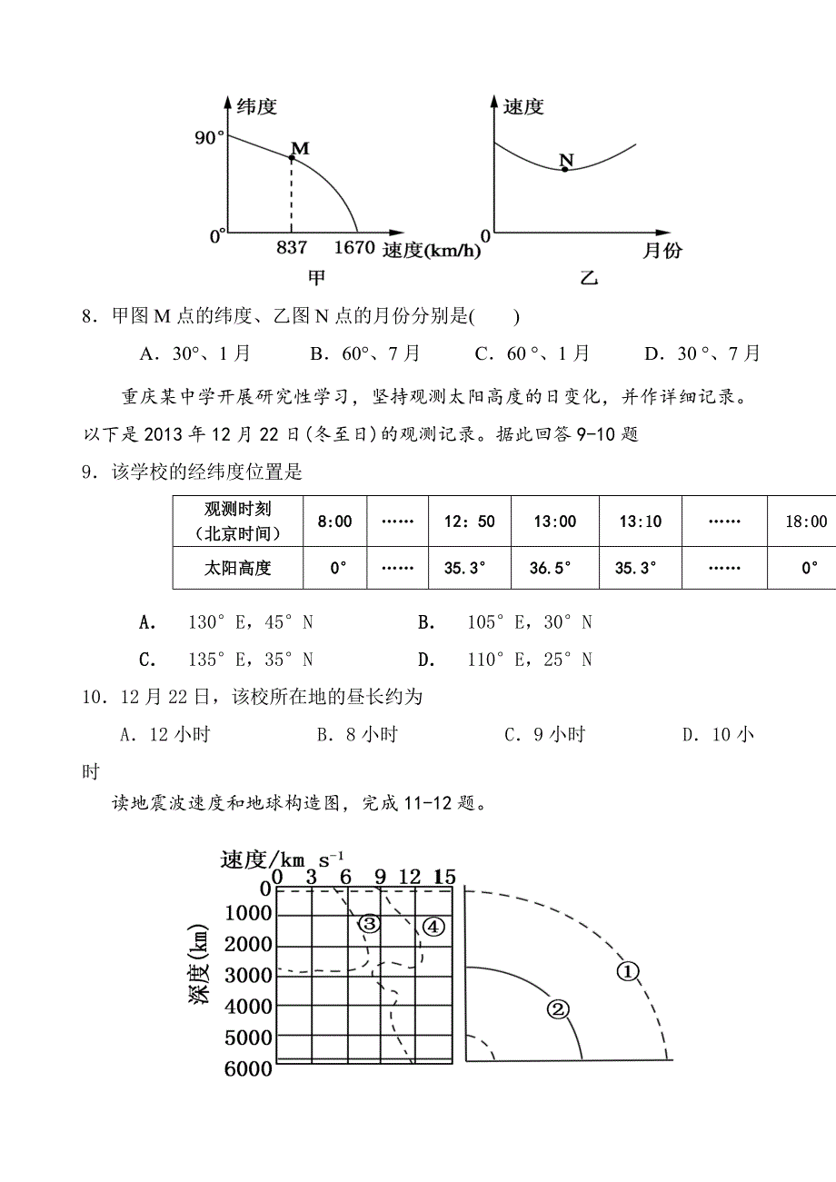 （教育精品）重庆市万州二中2013年高一上学期期末考试地理试卷_第3页