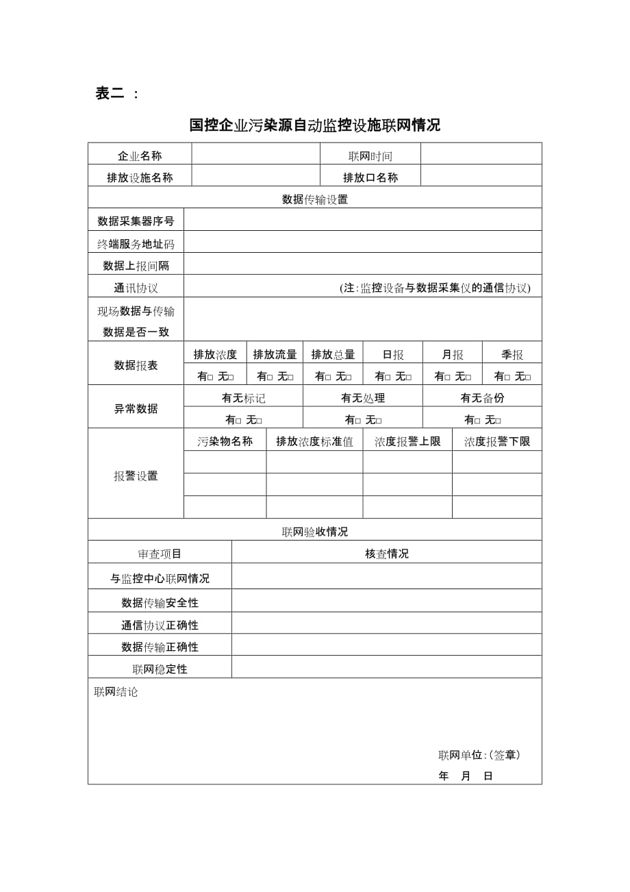 贵州省国控污染源自动监控设施验收表格.doc_第4页