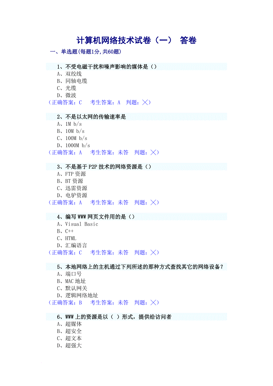 计算机网络技术试卷.doc_第1页