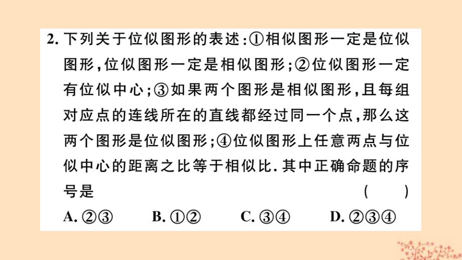 （安徽专用）2019春九年级数学下册第27章相似27.3位似第1课时位似图形的概念及画法习题讲评课件（新版）新人教版_第3页