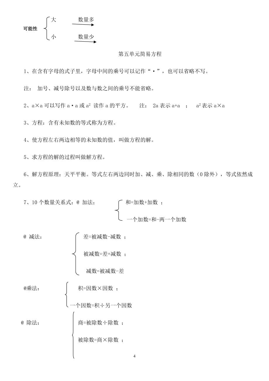 最新人教版小学五年级数学上册复习教学知识点归纳总结_第4页