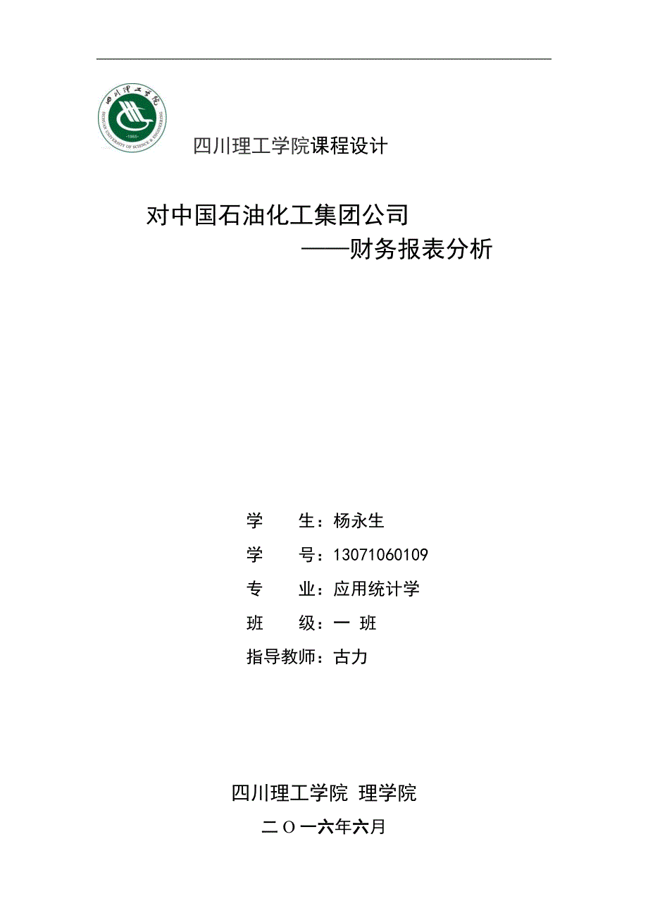 中国石化财务报表分析综述._第1页