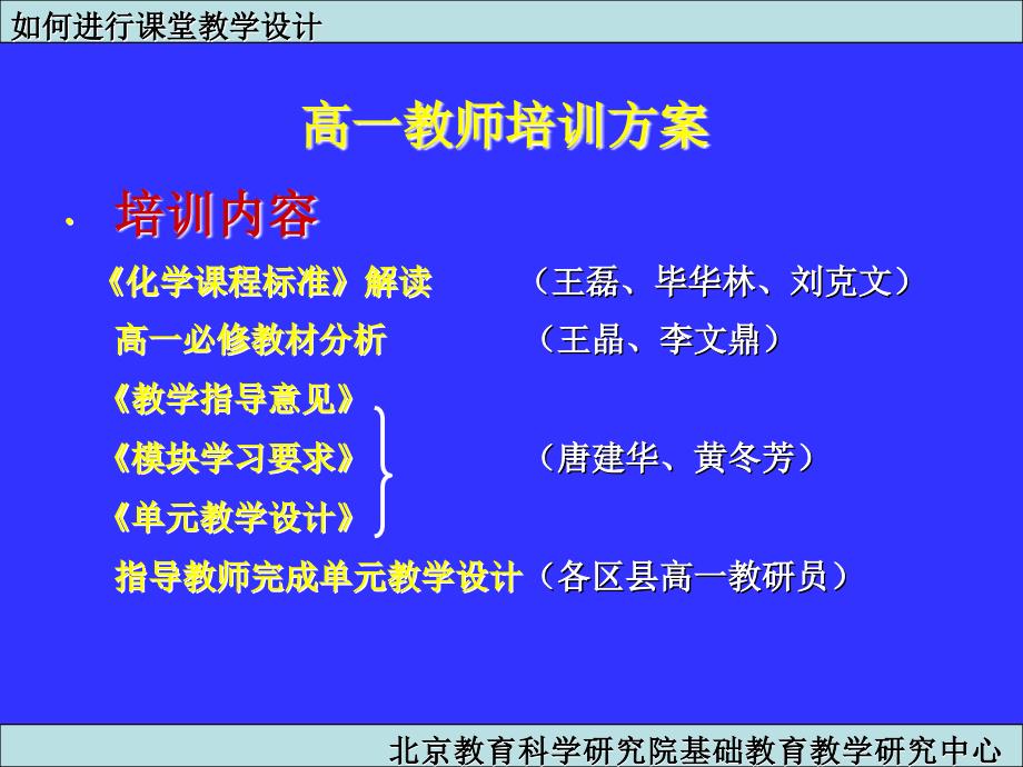 北京教育科学研究院基础教育基地教学研究中心高一化学教师培训资料课件人教版必修1_第1页