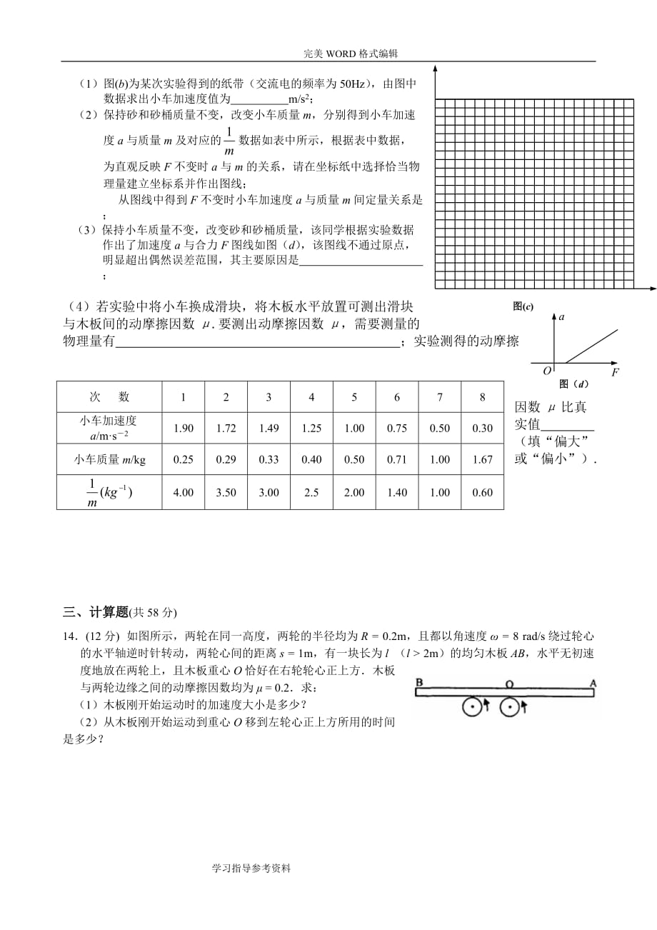 高中物理力学综合测试题[一]_第3页