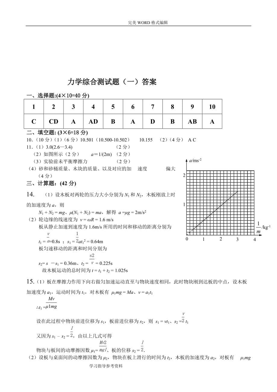 高中物理力学综合测试题[一]_第5页