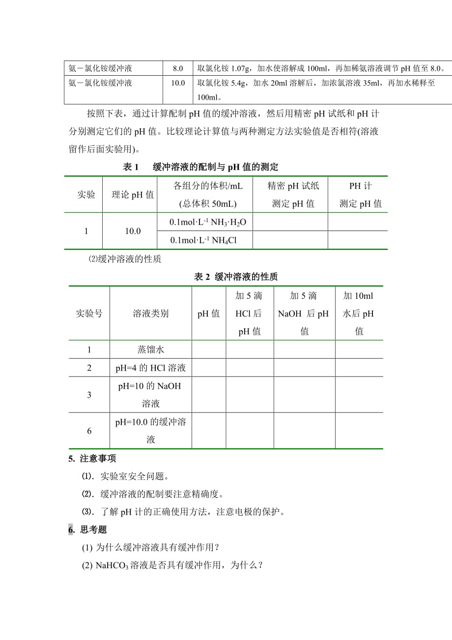 缓冲溶液的配制与ph值的 测定_第2页