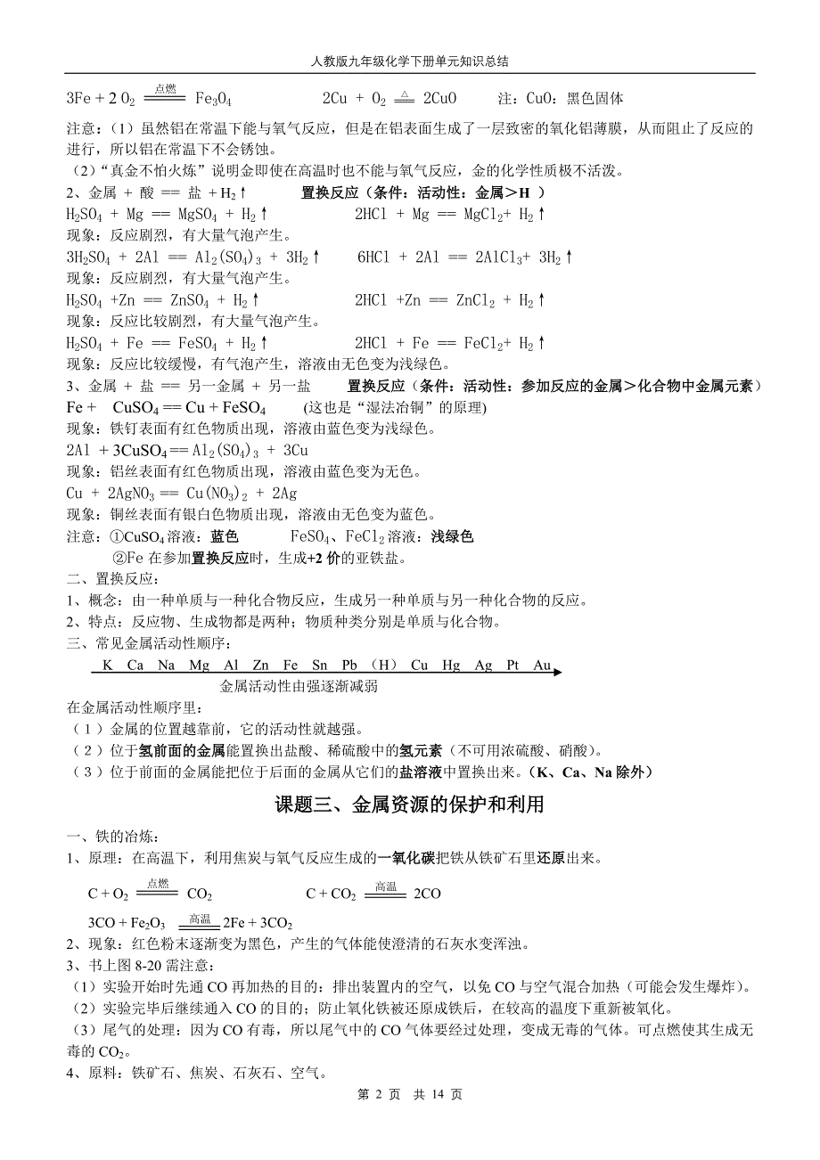 人教版九年级化学下册单元知识总结剖析_第2页