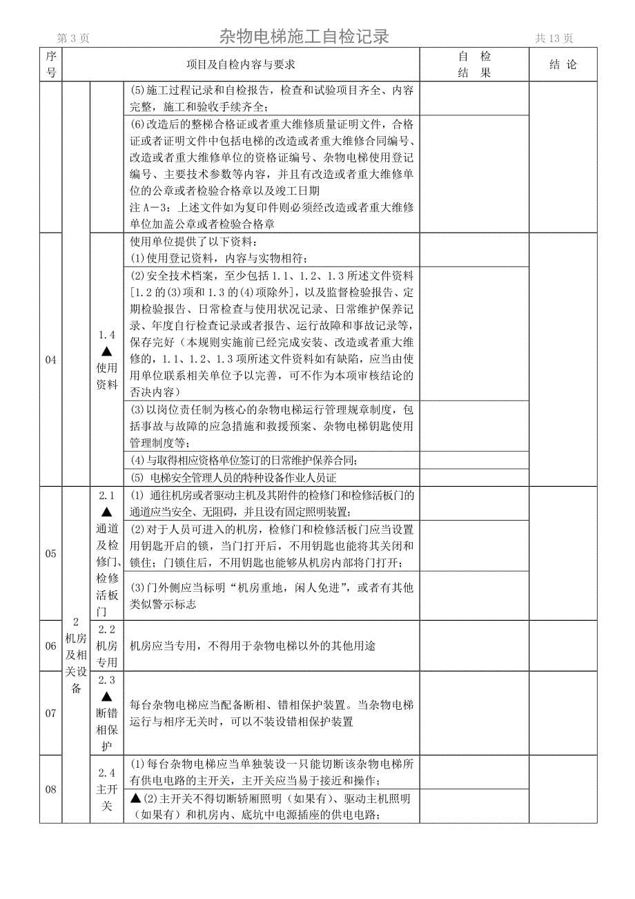 杂物电梯安装自检报告 (1)_第5页