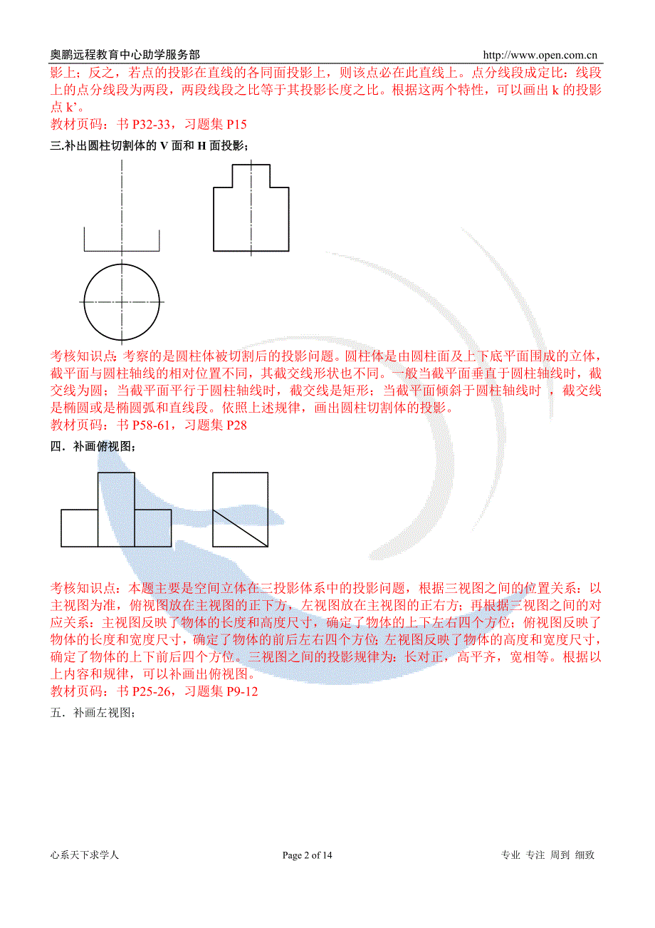 吉大12秋学期《土木工程制图》复习题主观题知识点和教材页码标注讲义_第2页