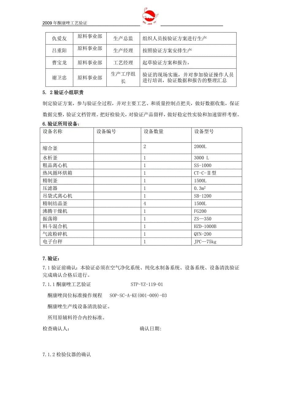 年酮康唑工艺再验证方案._第5页