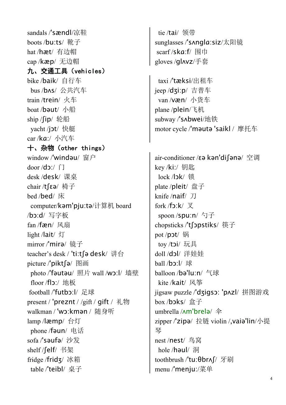 小学英语3-6年级单词分类表._第4页