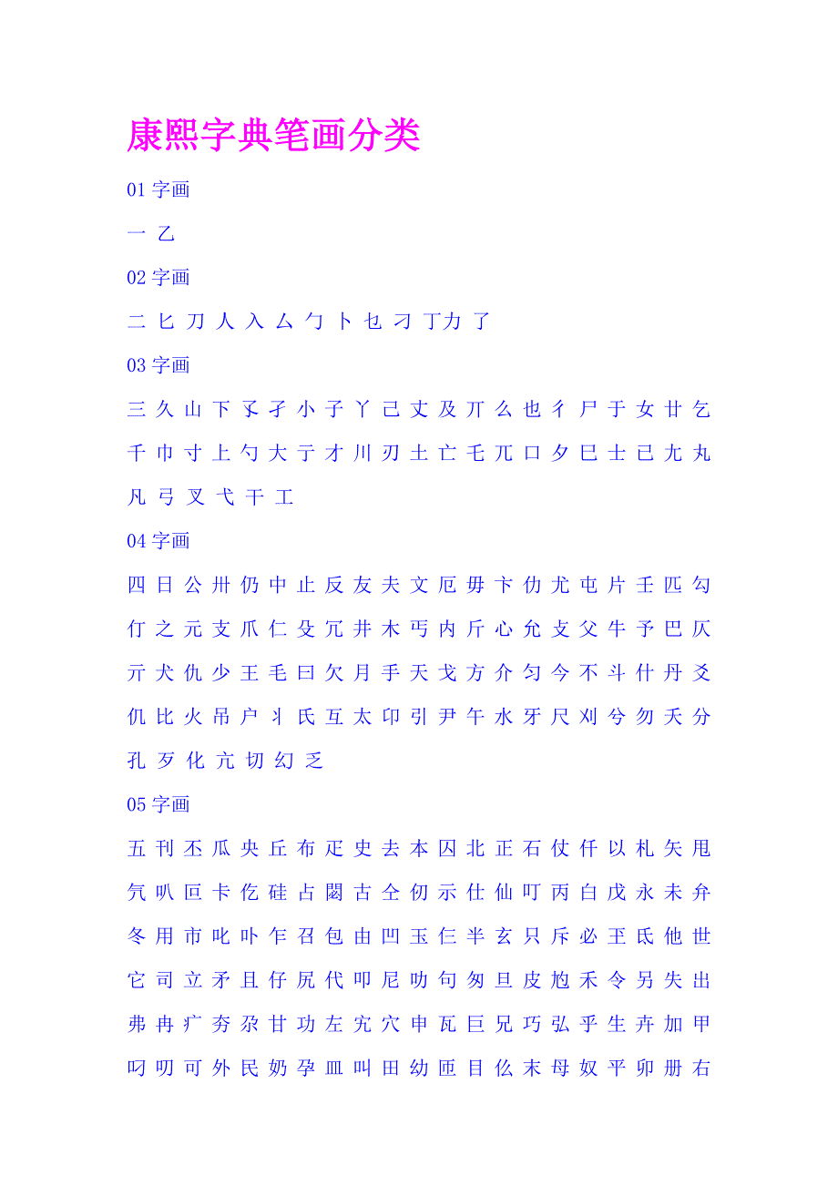 康熙字典笔画分类._第1页