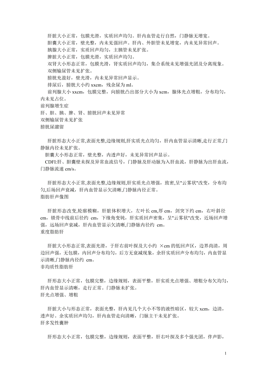 三甲医院超声诊断报告常用模板剖析_第1页