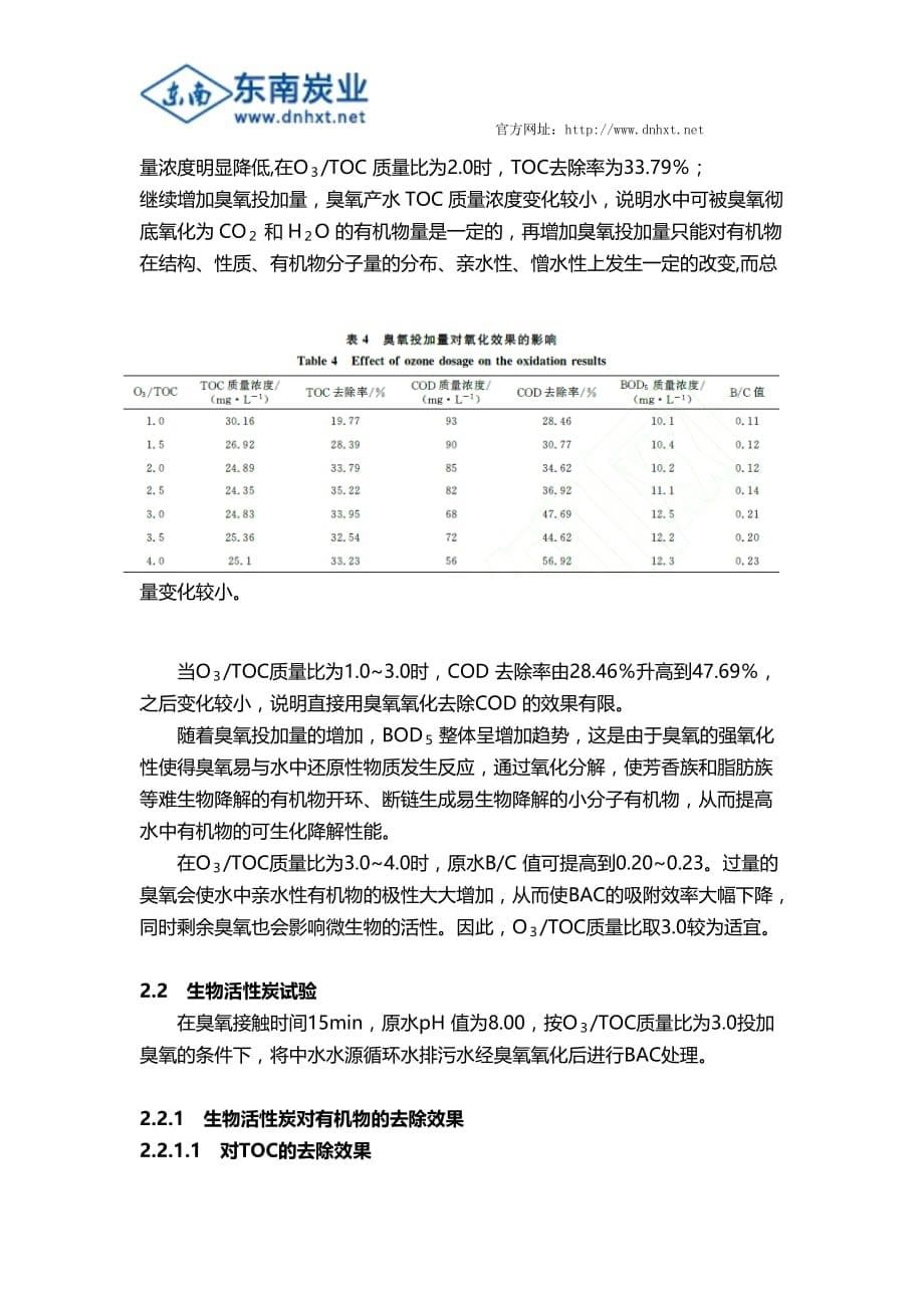 臭氧-生物活性炭工艺去除工业废水中难降解有机物_第5页