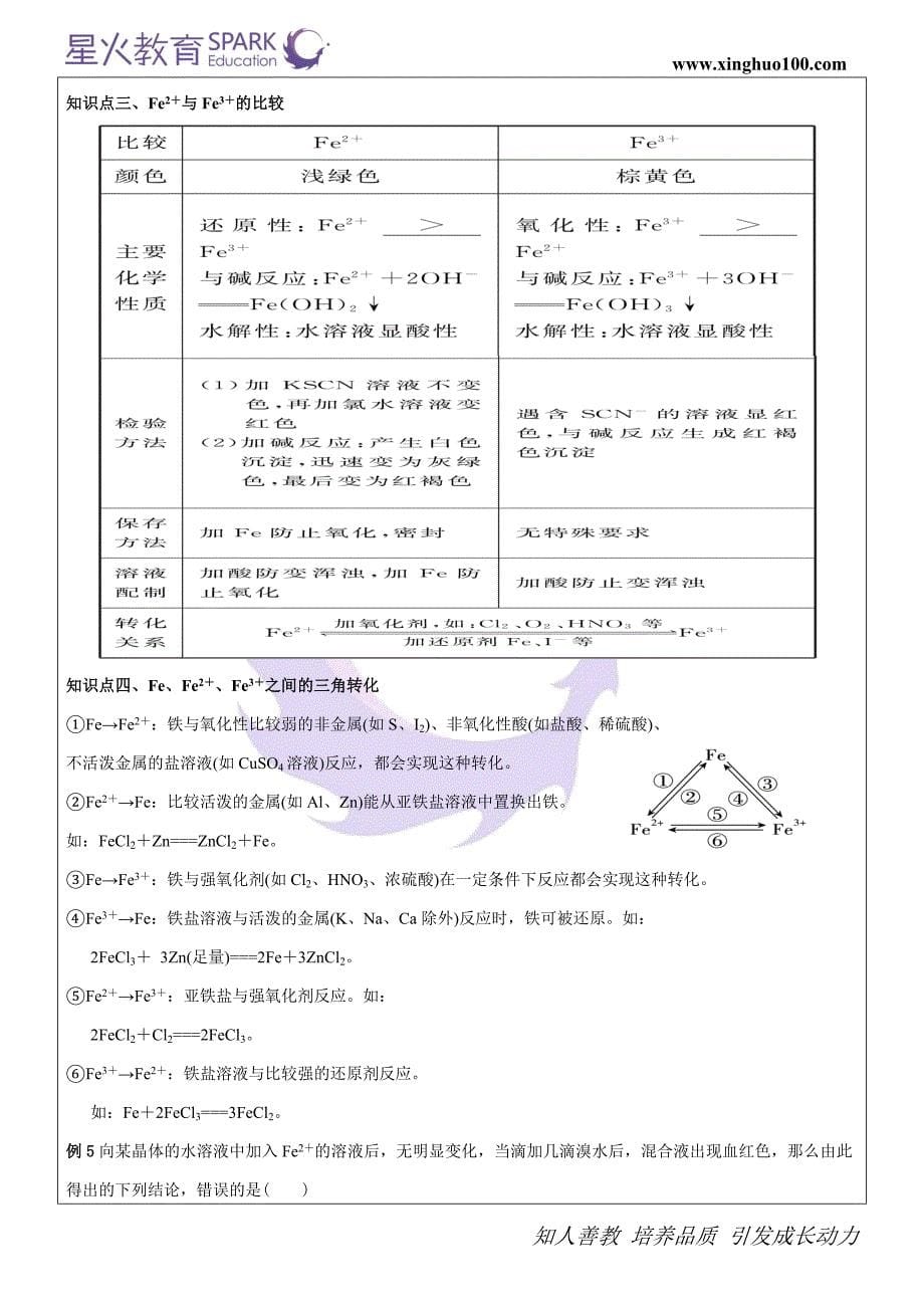 李千乐 金属元素(fe、cu)及其化合物(答案)._第5页