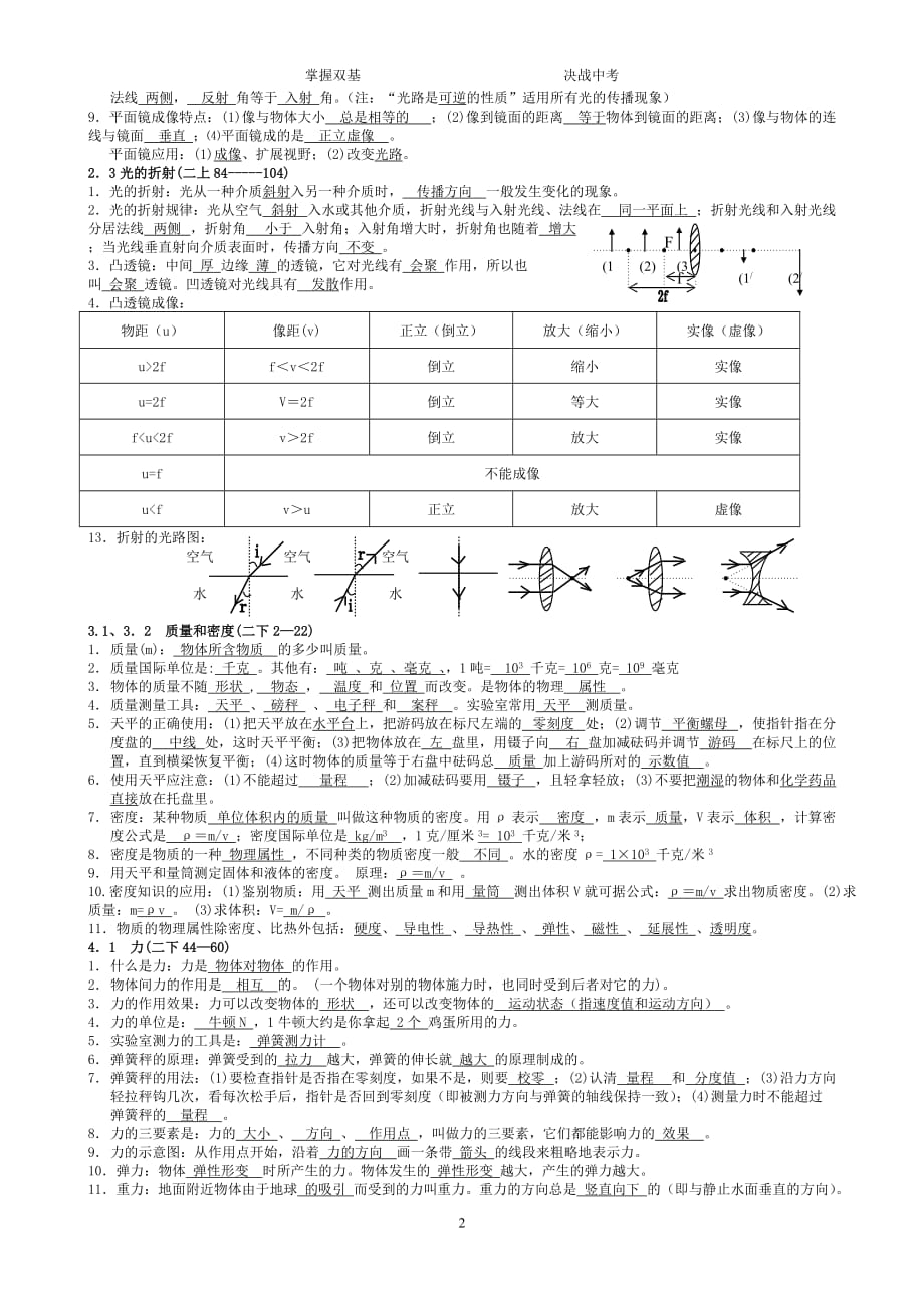 苏科版物理概念公式复习填空题._第2页