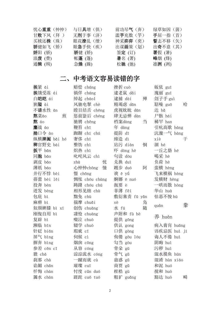 最新中考语文总复习资料全集(59页可直接打印) - 副本_第2页