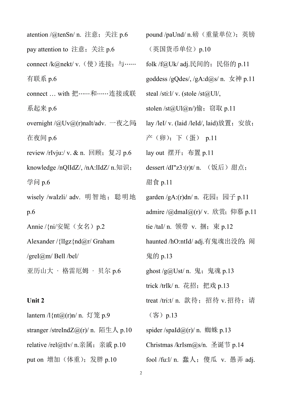 九年级英语词汇表(2013年教育部审定)讲义_第2页