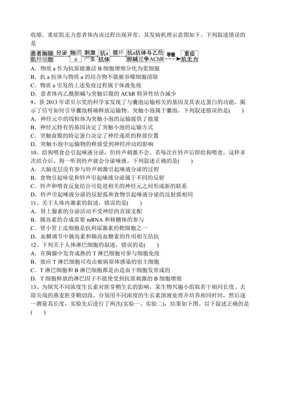 湖南省2016-2017学年度第一学期高二期末考试生物试题卷_第2页