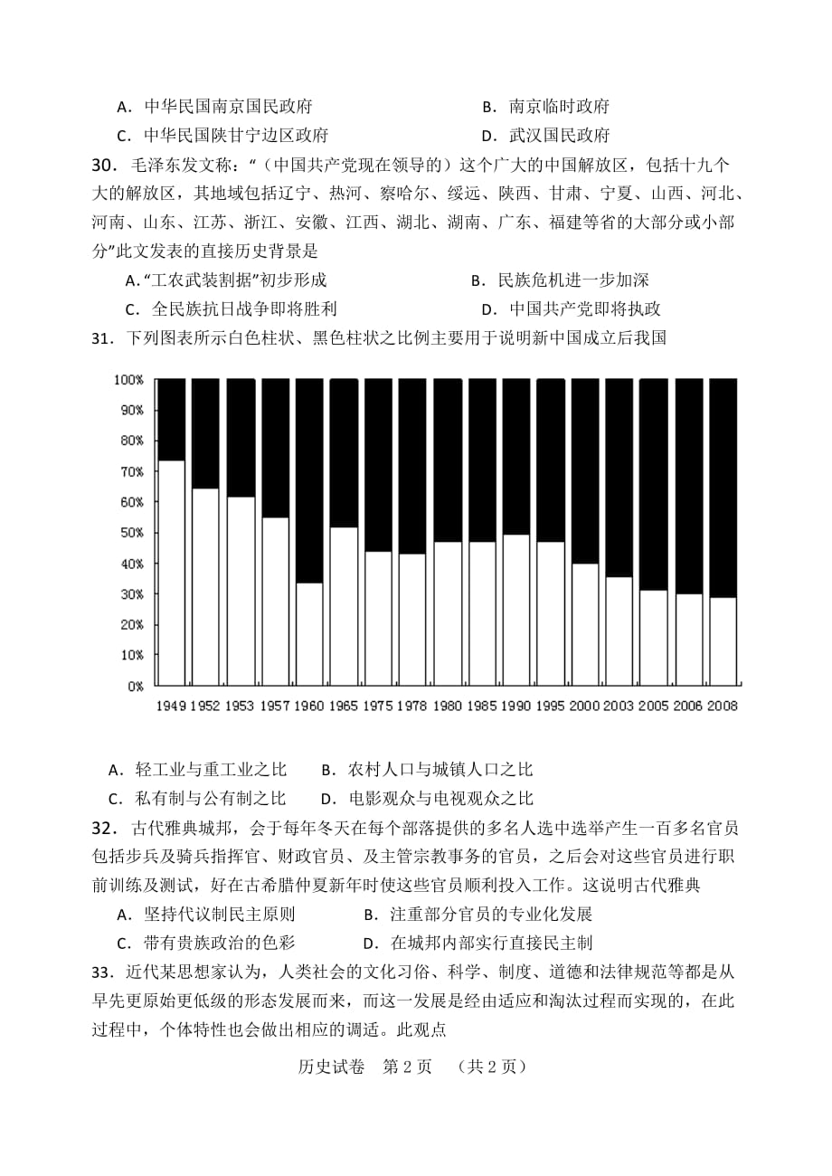 襄城实验高中试卷历史._第2页