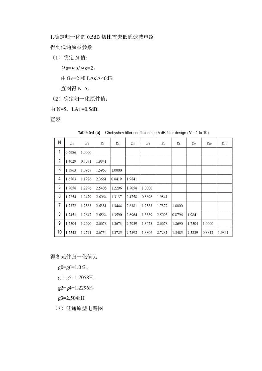 切比雪夫滤波器课程设计_第5页