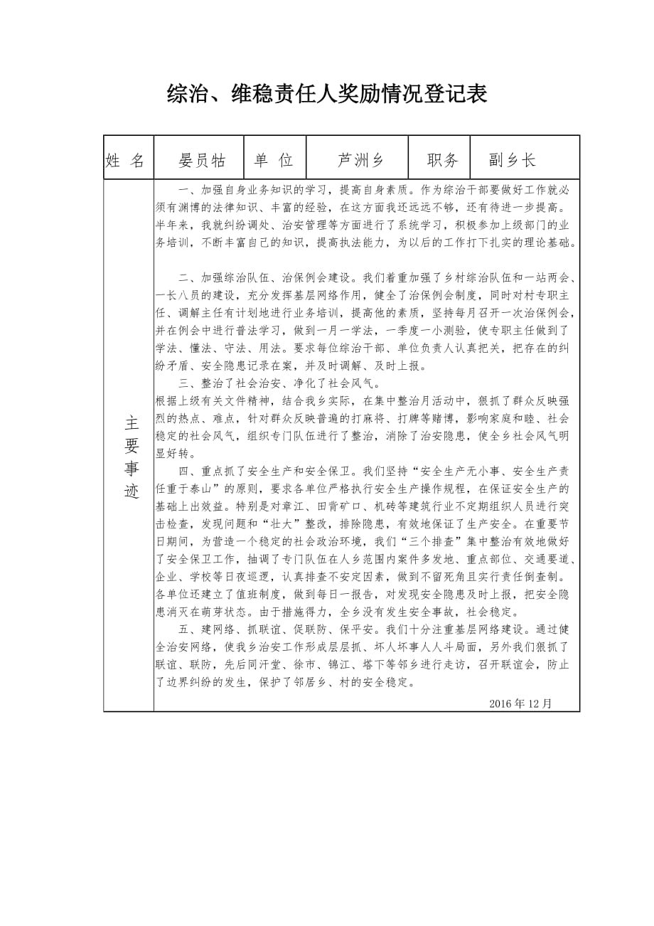 2016年综治、维稳责任人奖励情况登记表剖析_第3页