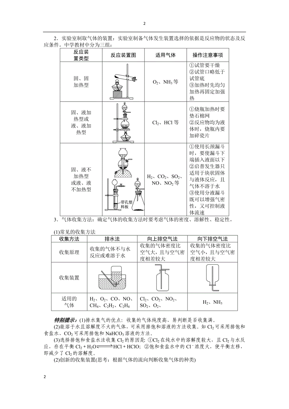 化学实验 常见气体的制备实验方案的设计与评价讲义_第2页