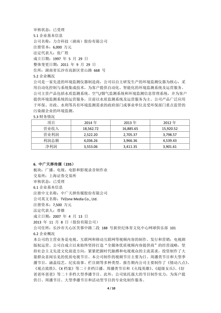 湖南地区ipo申报的企业基本概况._第4页