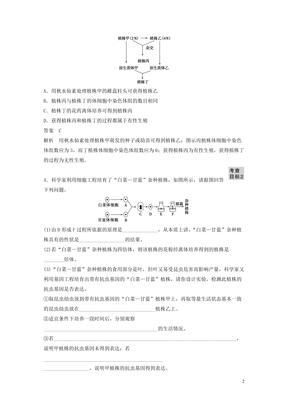 2015-2016学年人教版选修三植物细胞工程的基本技术 作业_第2页