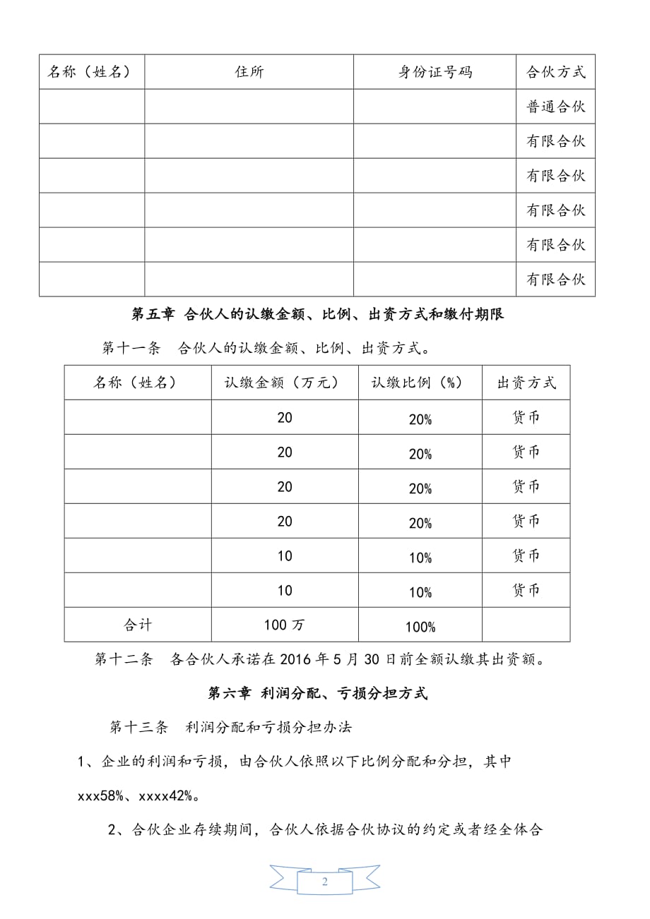 合伙协议书._第2页