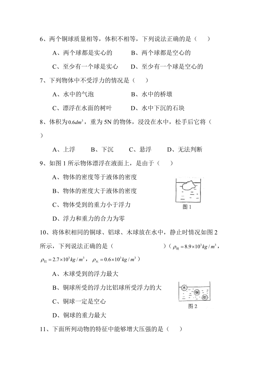 初2008级06-07学年(下)半期试题——物理概要_第2页