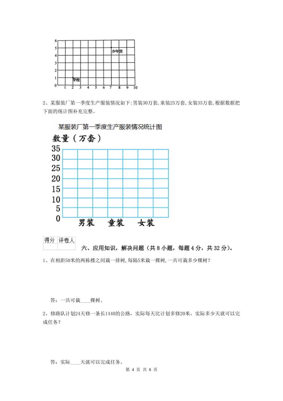 2019版实验小学四年级数学【上册】期中摸底考试试题b卷 附解析_第4页