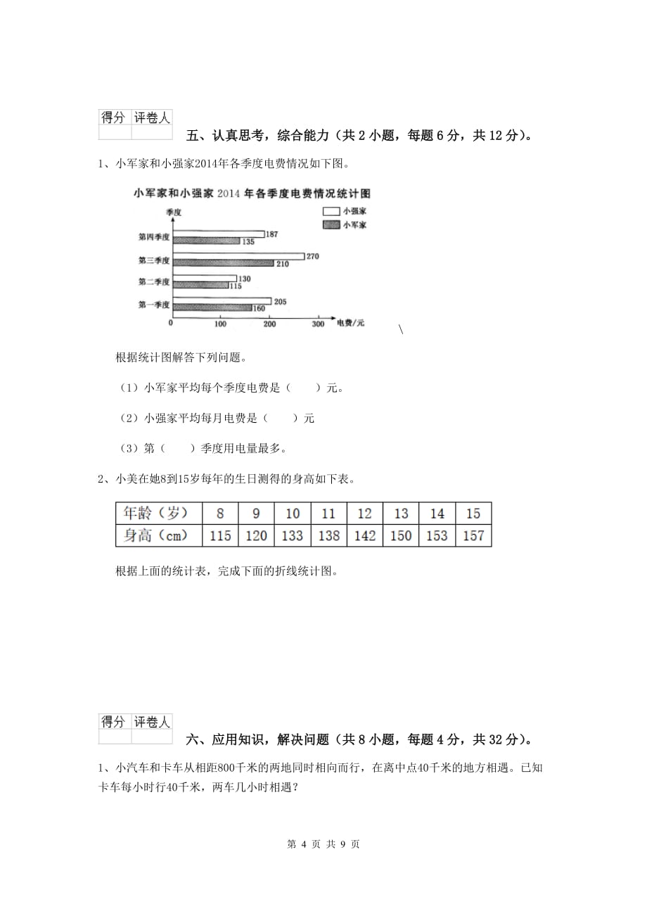 2020版实验小学四年级数学【下册】开学摸底考试试卷d卷 （含答案）_第4页