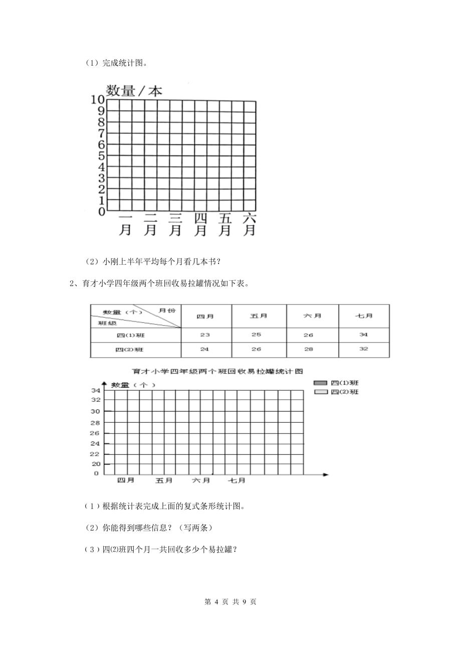 2019版实验小学四年级数学【上册】开学摸底考试试题（i卷） 含答案_第4页