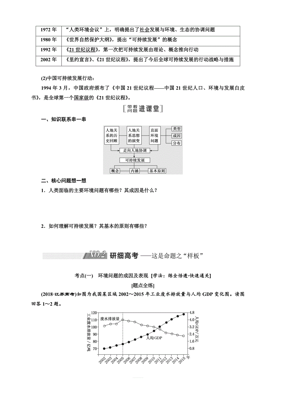 2020版高考地理新设计一轮复习江苏专版讲义：第三部分第二单元第一讲人地关系思想的演变可持续发展的基本内涵含答案_第2页