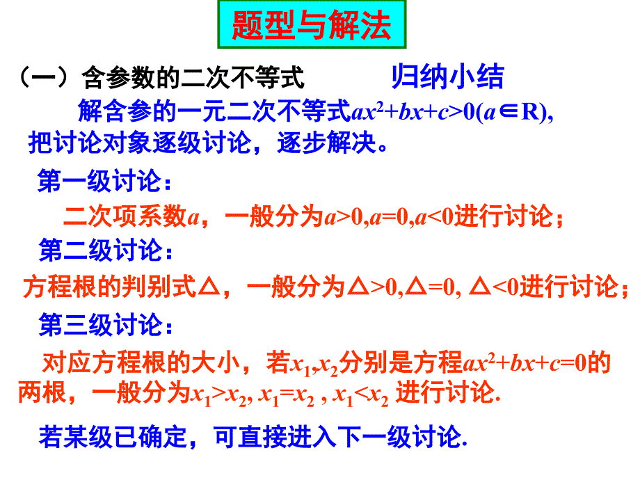 一元二次不等式的解法（含参不等式-恒成立问题及根的分布）_第4页