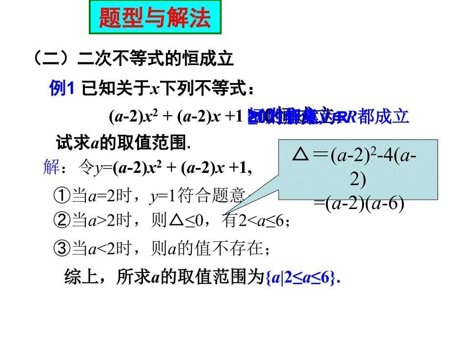 一元二次不等式的解法（含参不等式-恒成立问题及根的分布）_第5页