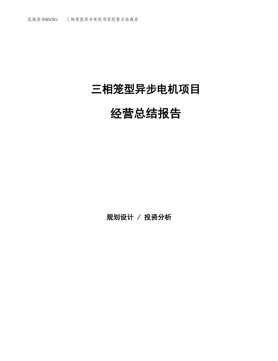 三相笼型异步电机项目经营总结报告范文模板.docx_第1页