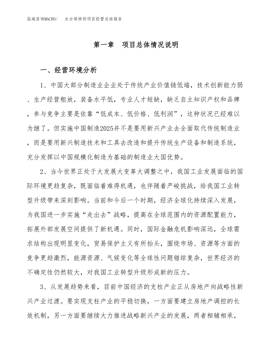 水分保持剂项目经营总结报告范文模板.docx_第2页