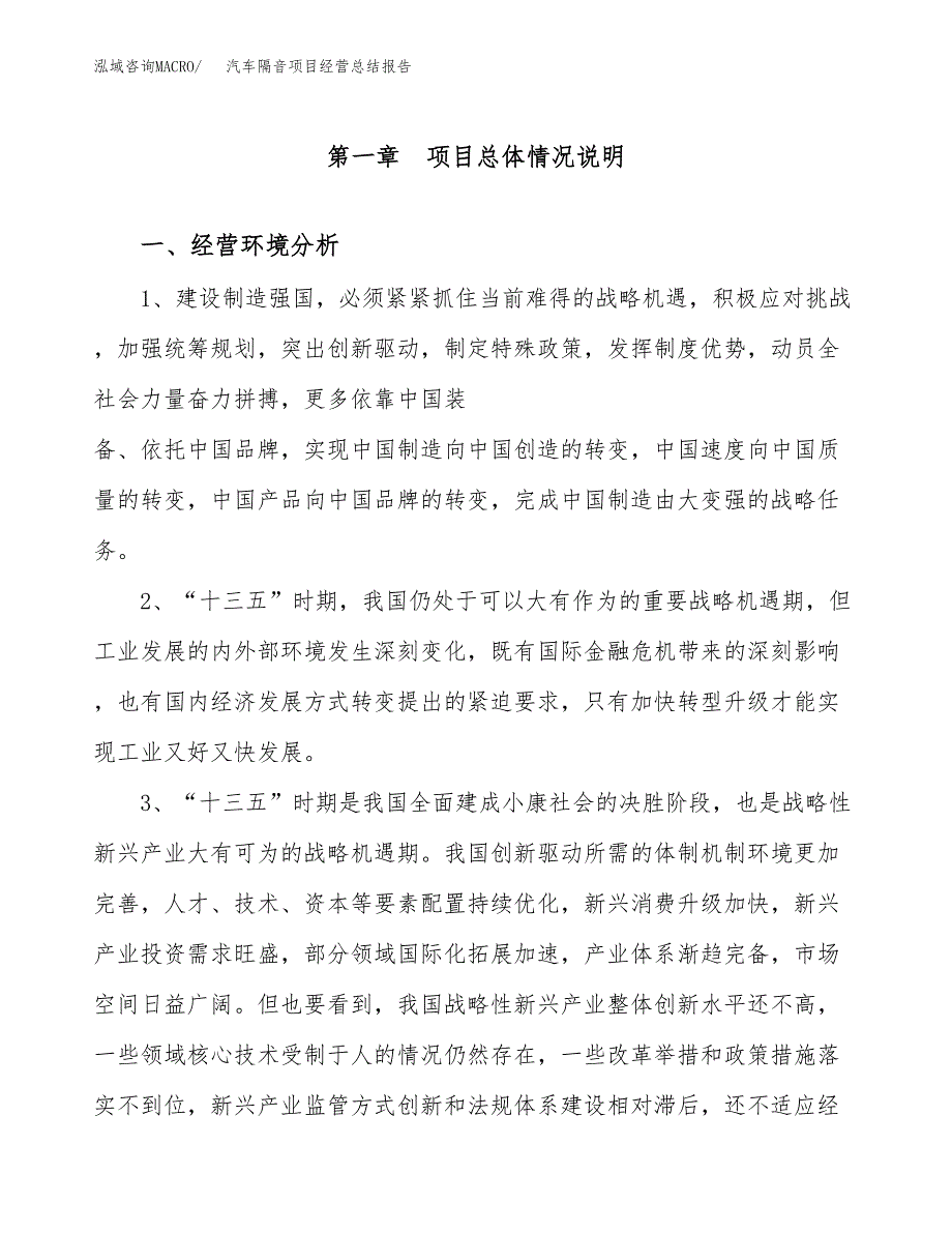 汽车隔音项目经营总结报告范文模板.docx_第2页