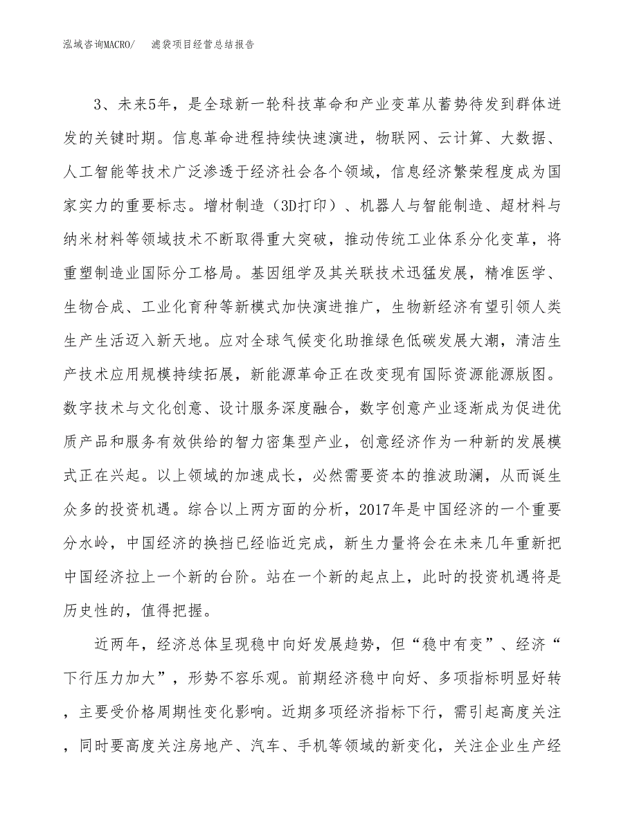 滤袋项目经营总结报告范文模板.docx_第3页